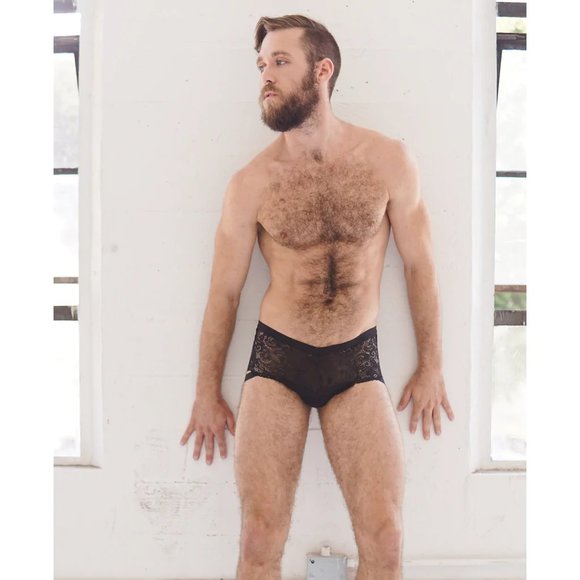 Gender Neutral Lingerie - Black Lace & Straps Boyshort PACKAGE FIT - Picture 2 of 2